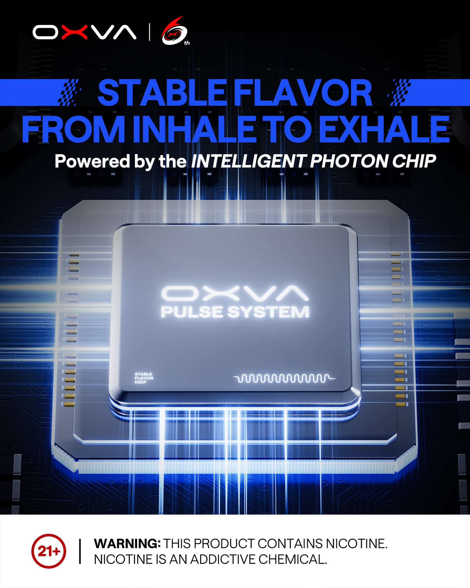 Oxva pulse system - stable flavor from inhale to exhale - intelligent photon chip