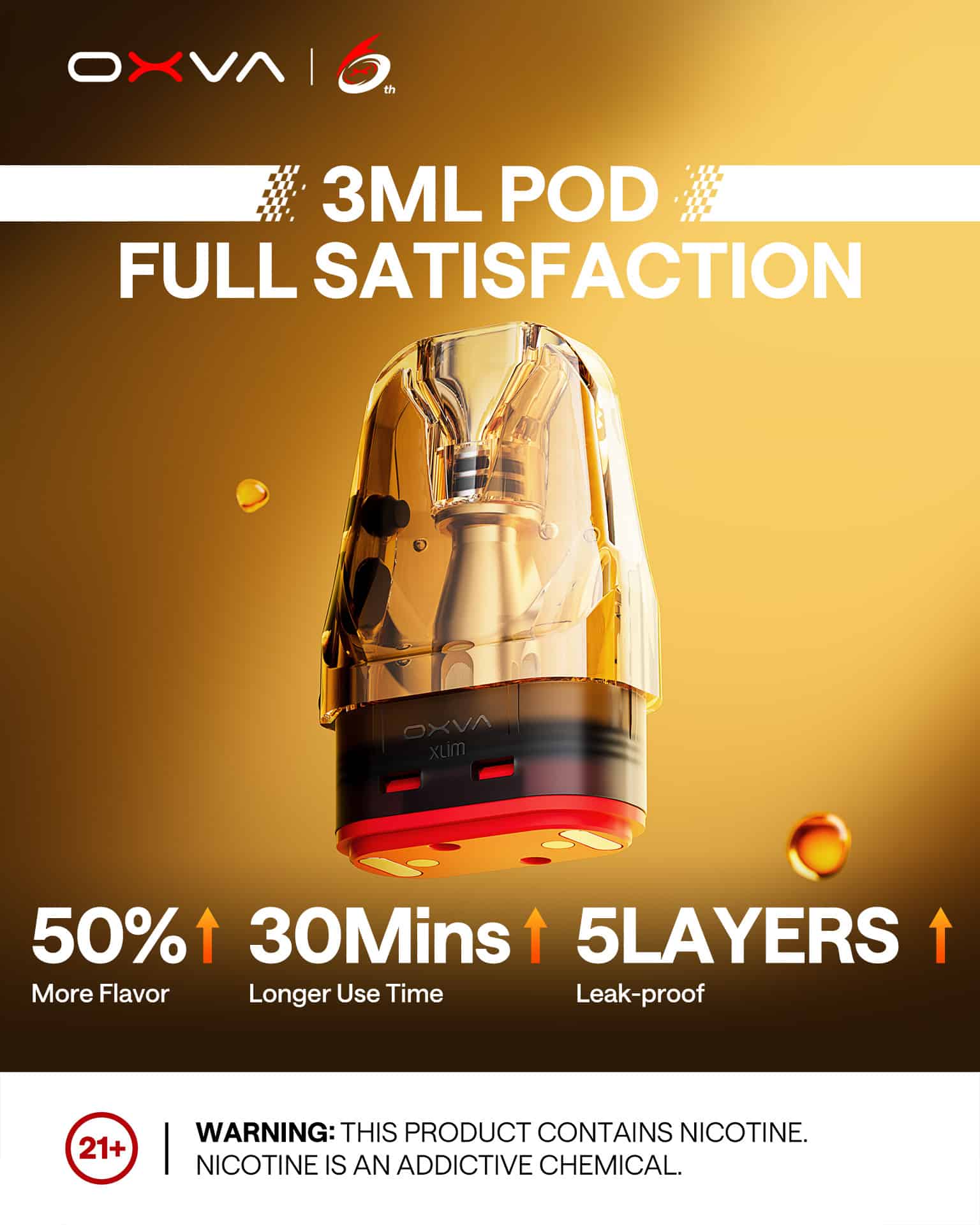 Oxva xlim pro 3 3ml top fill pod 5 layer leak proof design